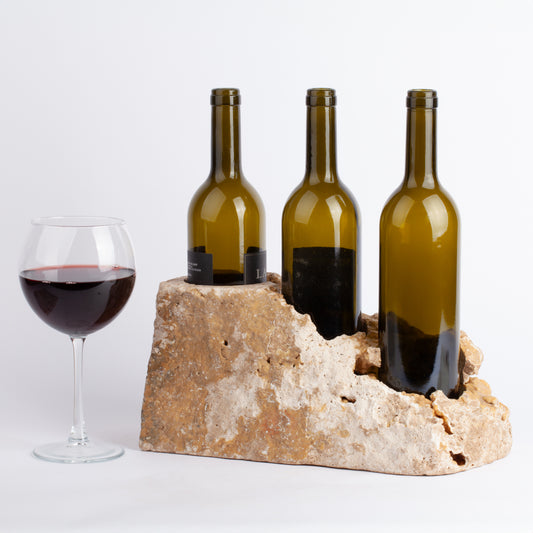 Unique Travertine Wine Bottle Holder / Stone Wine Bottle Holder / Stone Wine Holder / Marble Wine Bottle Holder / Wine Holder / Wine Rack