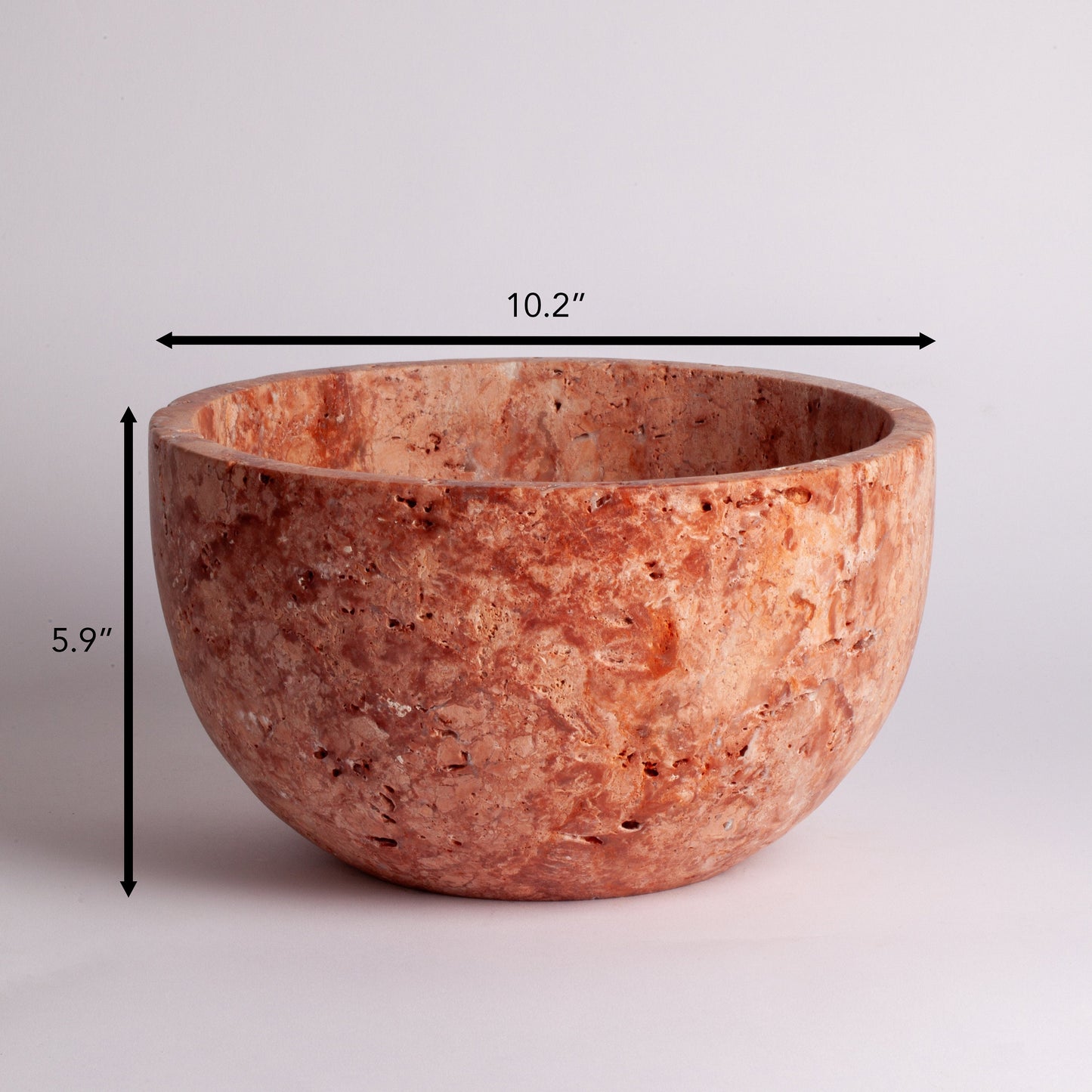 10.2" (26 cm) Pink travertine Bowl / Natural Stone Bowl / Kitchen Accessories / Home Gift / Home Decoration / Handmade Bowl / Gift For Her