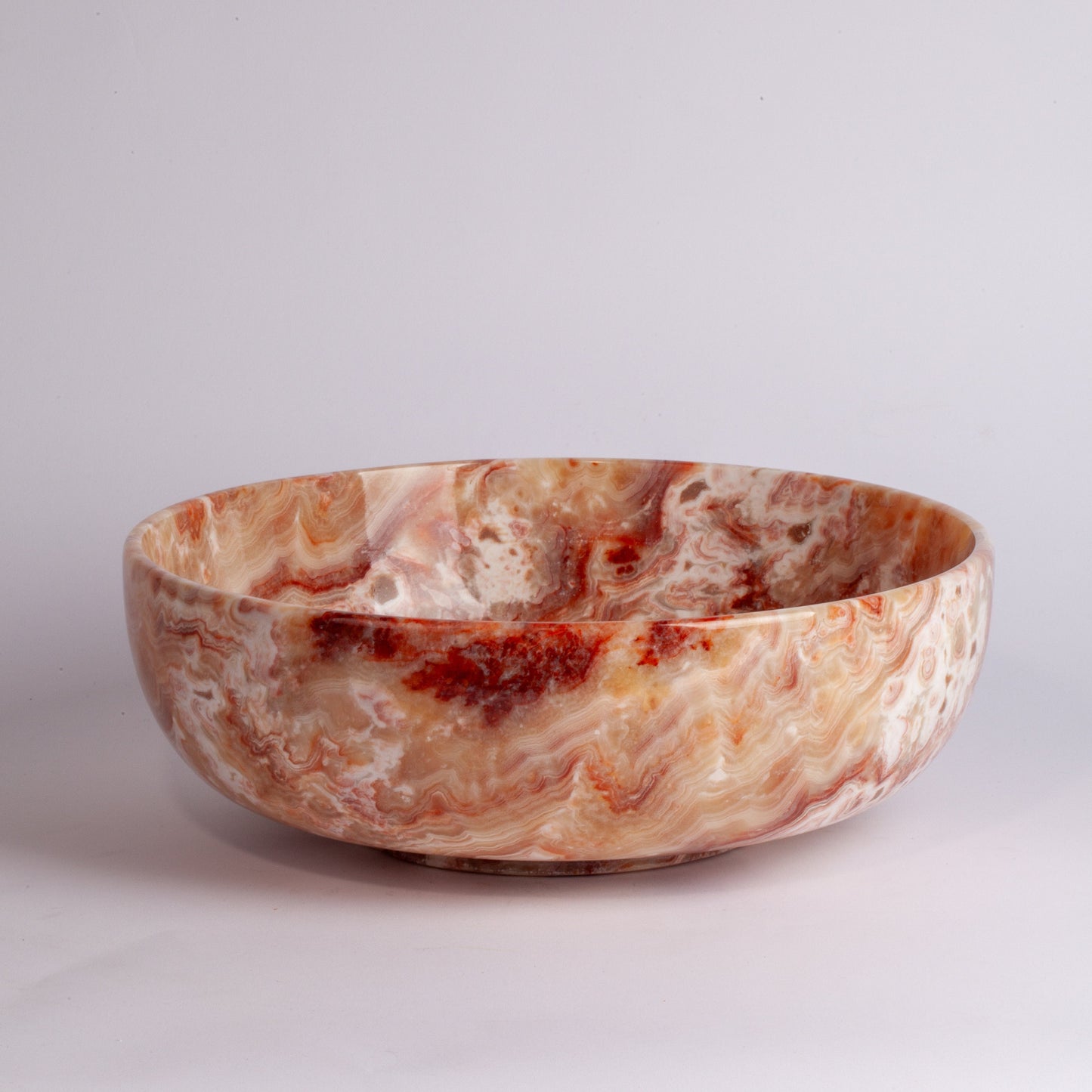 One of a kind 12.6" (32 cm) Pink / Rose Alabaster Bowl / Hand Carved Onyx / Onyx Decoration / Alabaster Decoration / Natural Home Decoration