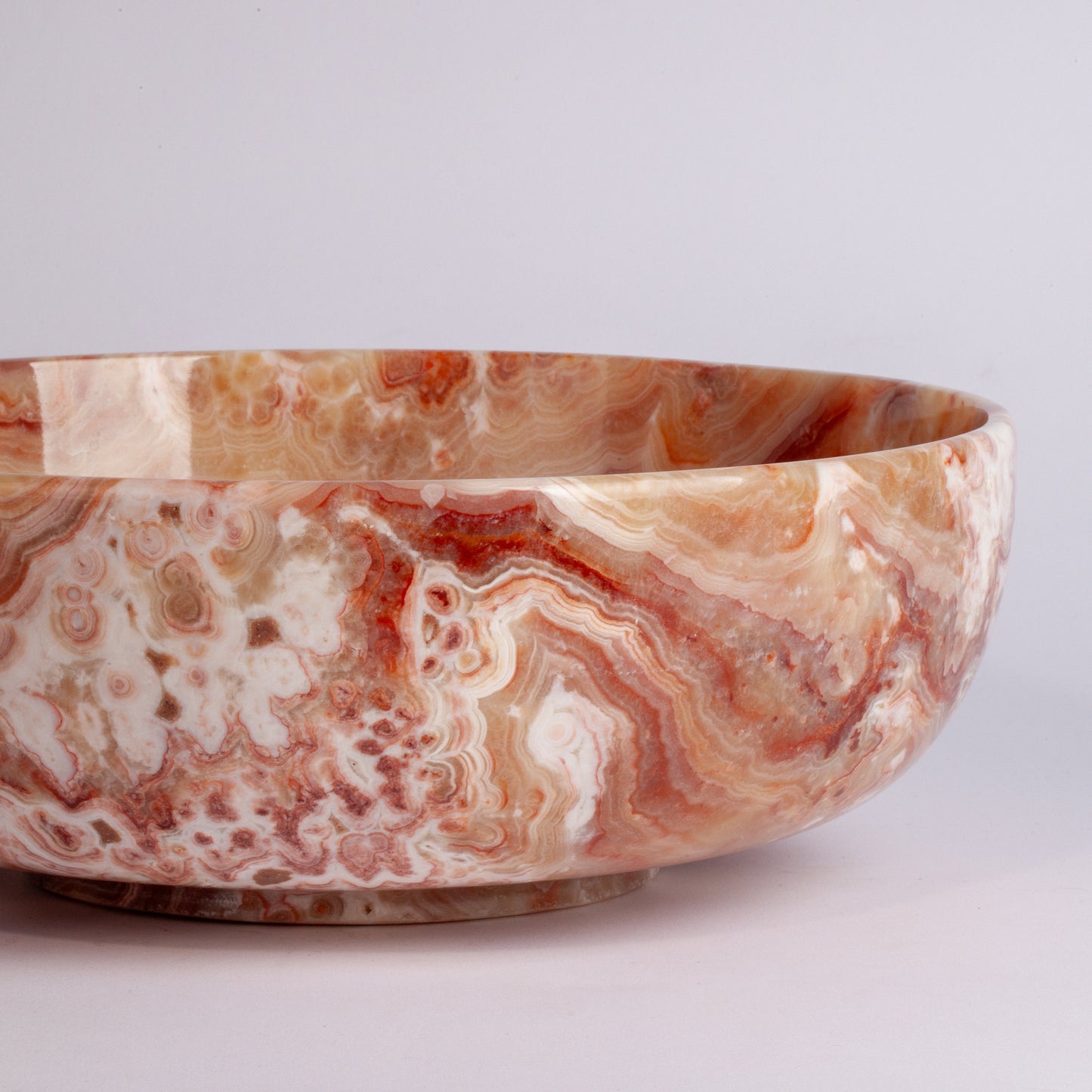 One of a kind 12.6" (32 cm) Pink / Rose Alabaster Bowl / Hand Carved Onyx / Onyx Decoration / Alabaster Decoration / Natural Home Decoration