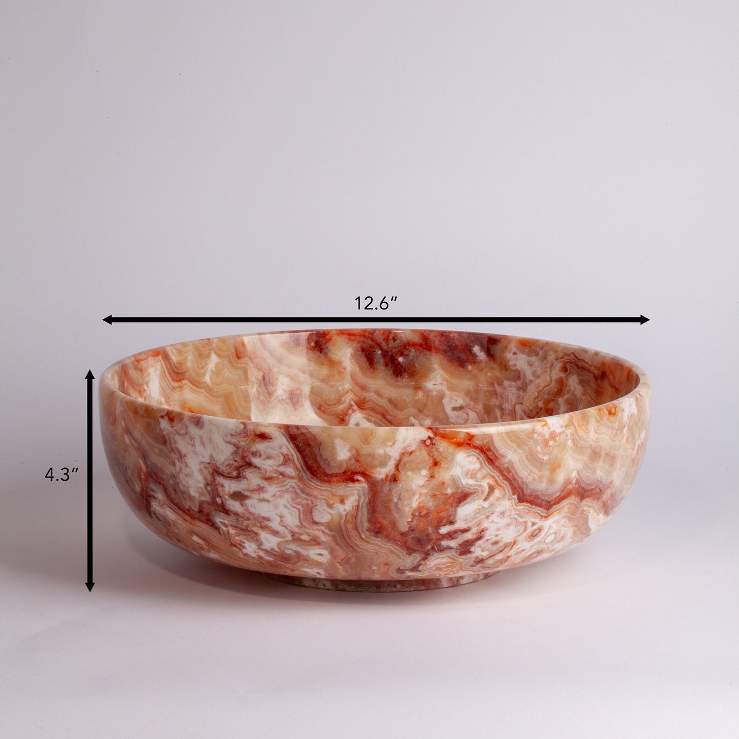 One of a kind 12.6" (32 cm) Pink / Rose Alabaster Bowl / Hand Carved Onyx / Onyx Decoration / Alabaster Decoration / Natural Home Decoration