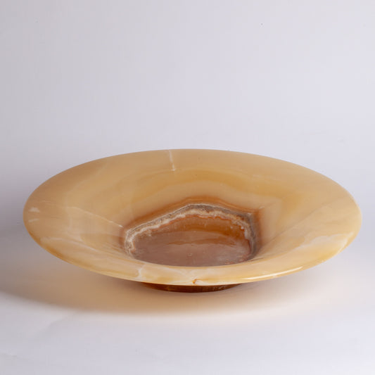 Yellow Alabaster Conical Plate / Hand Carved Onyx / Onyx Decoration / Alabaster Decoration / Natural Home Decoration / Natural Stone