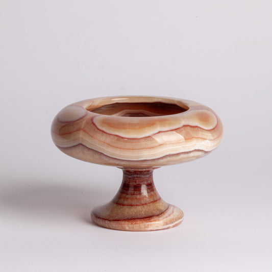 Pink / Rose Alabaster Pedestal Bowl / Hand Carved Onyx / Onyx Decoration / Alabaster Decoration / Natural Home Decoration / Natural Stone