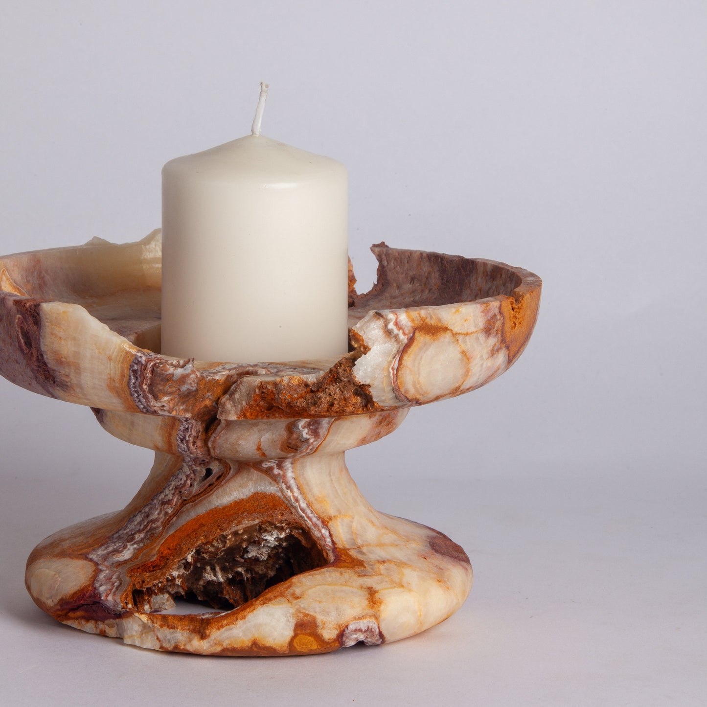 Alabaster Pedestal Bowl / Home Decoration / Home Accessories / Decorative Stone / Home Gift / Unique Piece / Hand-made Stone