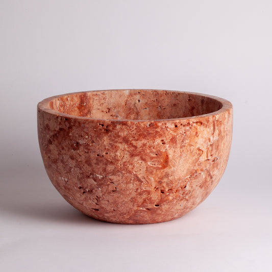 10.2" (26 cm) Pink travertine Bowl / Natural Stone Bowl / Kitchen Accessories / Home Gift / Home Decoration / Handmade Bowl / Gift For Her