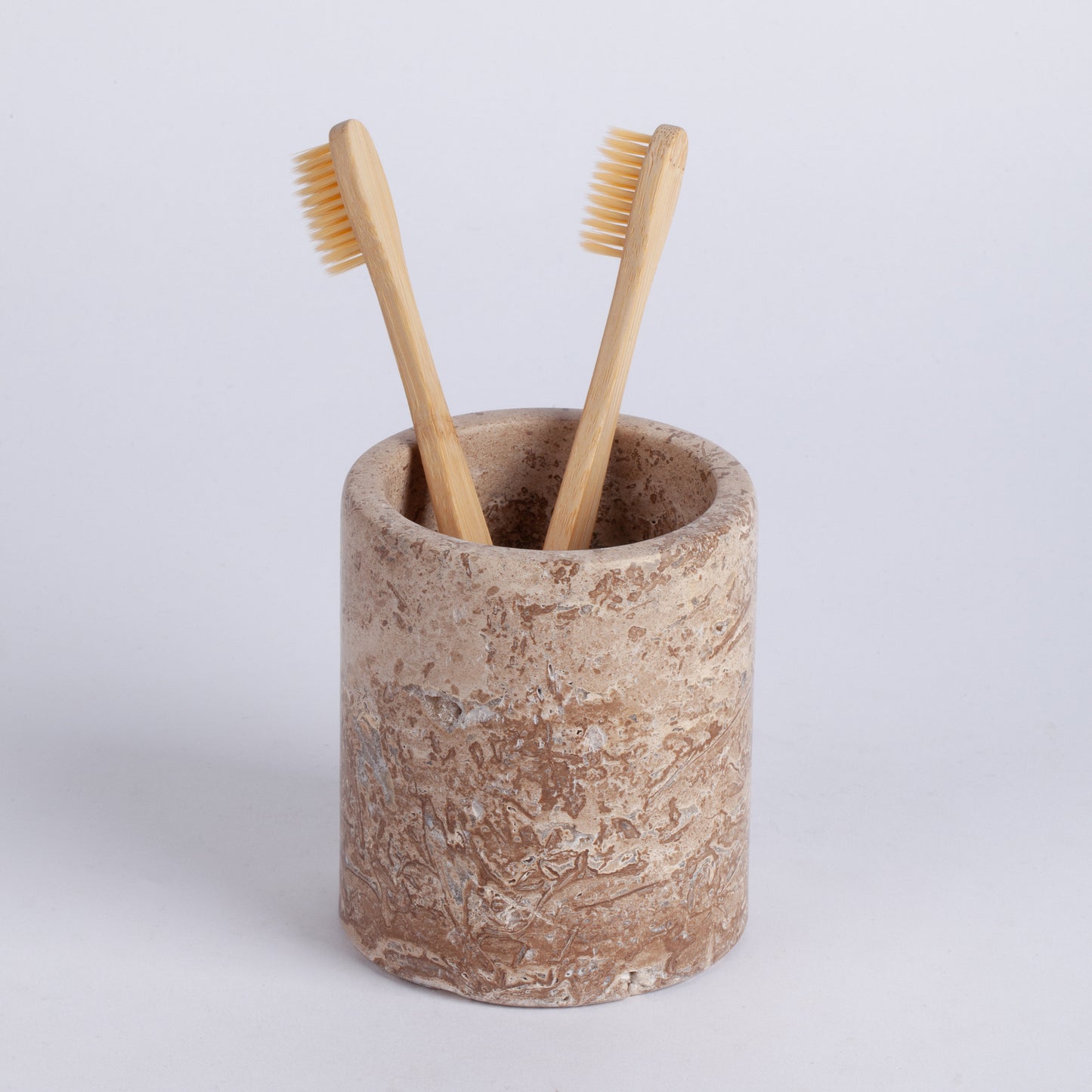 3.3" (8.5 cm) Fossil Travertine Toothbrush / Pencil Holder / Container / Home Decoration / Marble Decoration / Home Accessories / Home Gift