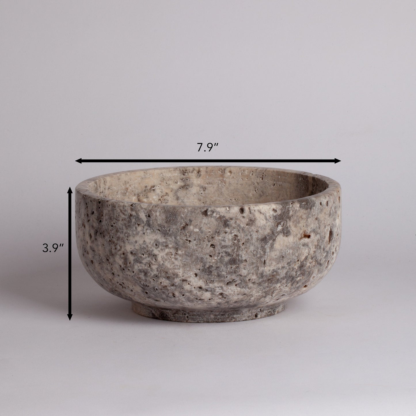 8" (20 cm) Grey Travertine Bowl / Natural Stone Bowl / Kitchen Accessories / Home Gift / Home Decoration / Handmade Bowl / Gift For Her