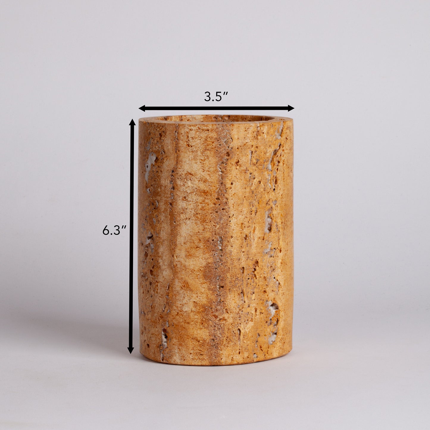 3.5" (9 cm) Yellow Travertine Cylinder Bowl / Planter / Home Decoration / Marble Decoration / Home Accessories / Home Gift / Marble Vase