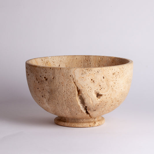 10" (26 cm) Unique Travertine Pedestal Bowl / Natural Stone Bowl / Home Gift / Home Decoration / Handmade Bowl / Gift For Her