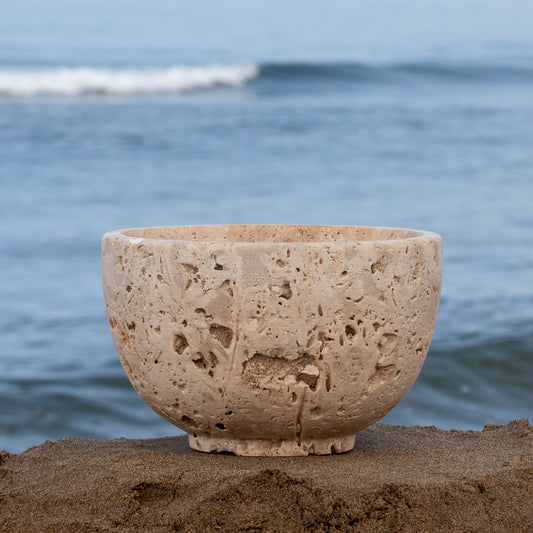 8" (20 cm) Travertine Bowl / Natural Stone Bowl / Kitchen Accessories / Home Gift / Home Decoration / Handmade Bowl / Gift For Her