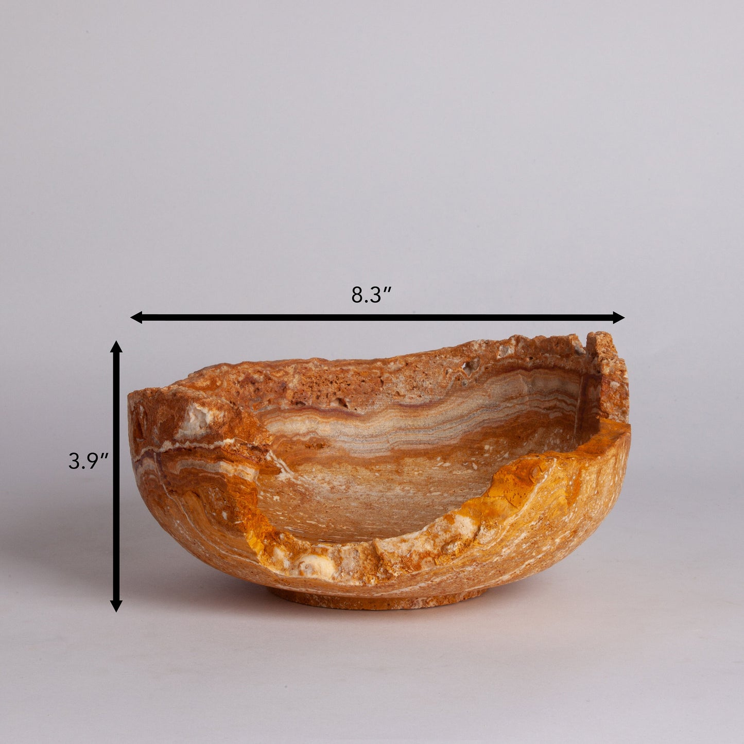 8" (21 cm) Unique Orange Travertine Bowl / One-of-a-kind Centerpiece / Home Decoration / Home Accessories / Decorative Stone / Home Gift