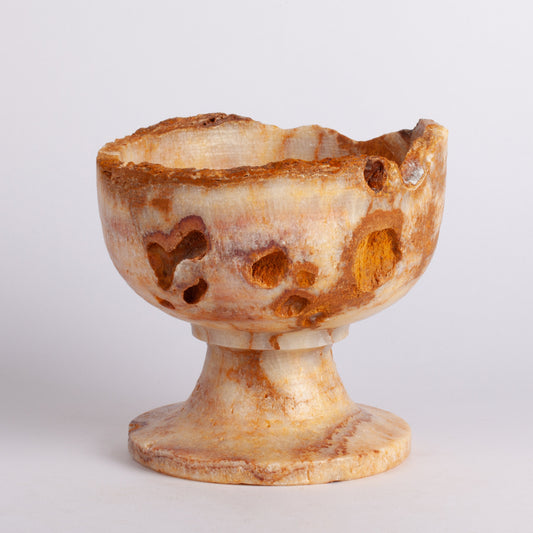 5.7" (14.5 cm) Alabaster Pedestal Bowl / Onyx Bowl / Unique Centerpiece / Home Decoration / Home Accessories / Decorative Stone / Home Gift