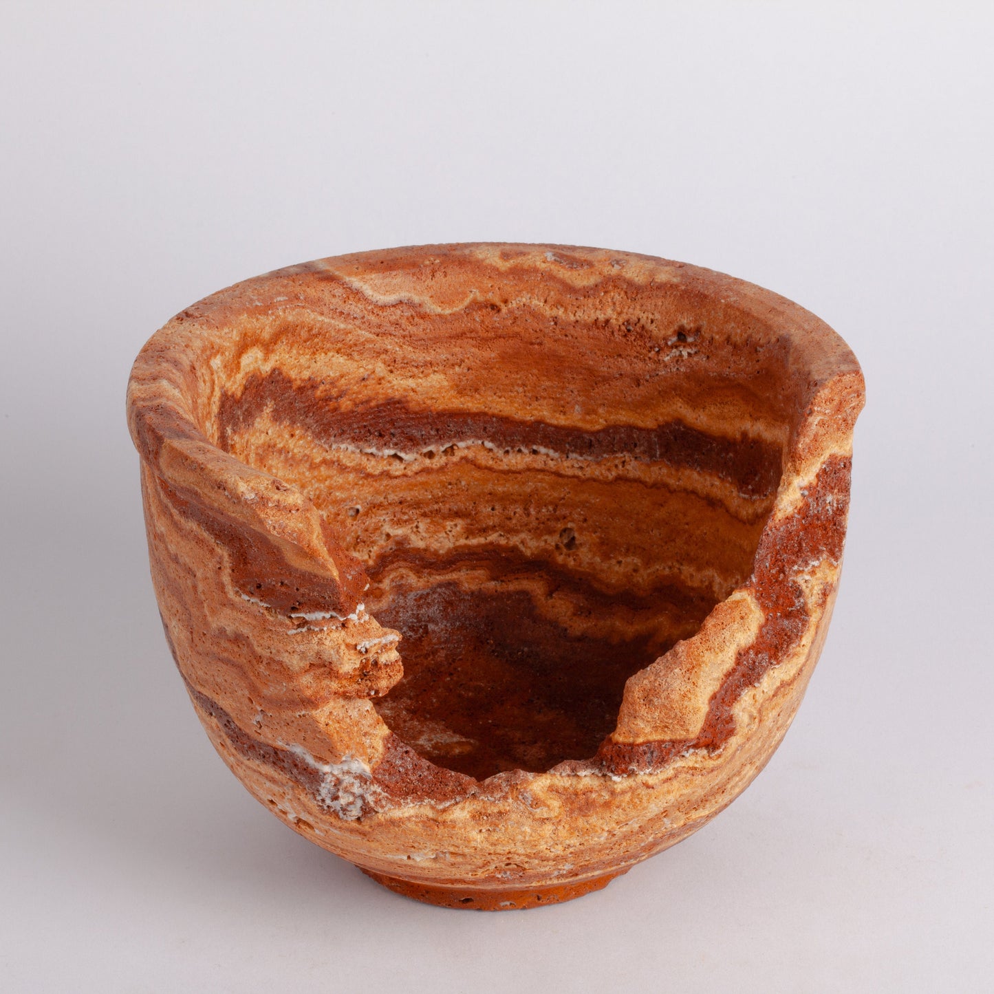 7.1" (18 cm) Unique Orange Travertine Bowl / Travertine Centerpiece / Stone Bowl / Home Decoration / Home Accessories / Home Gift