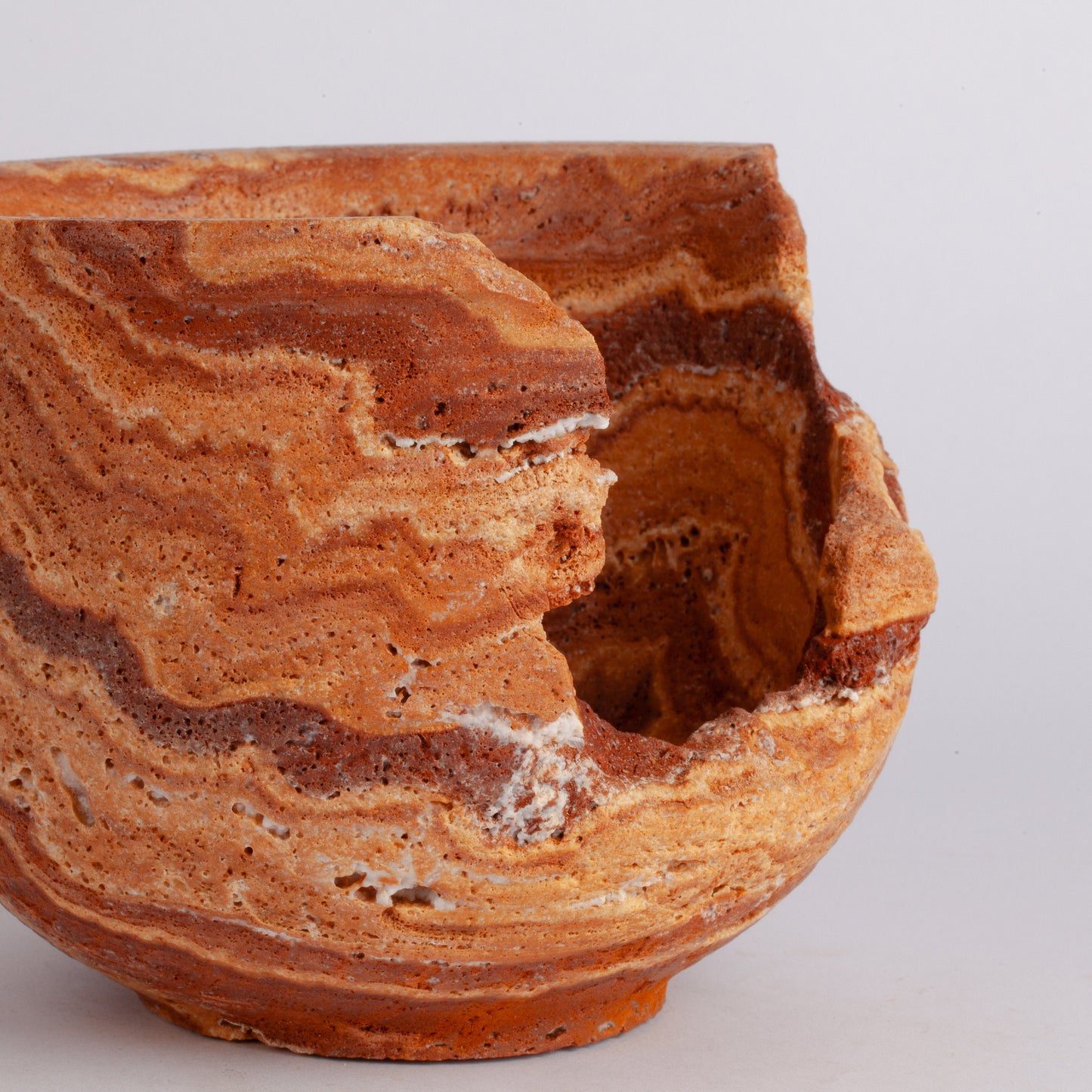 7.1" (18 cm) Unique Orange Travertine Bowl / Travertine Centerpiece / Stone Bowl / Home Decoration / Home Accessories / Home Gift