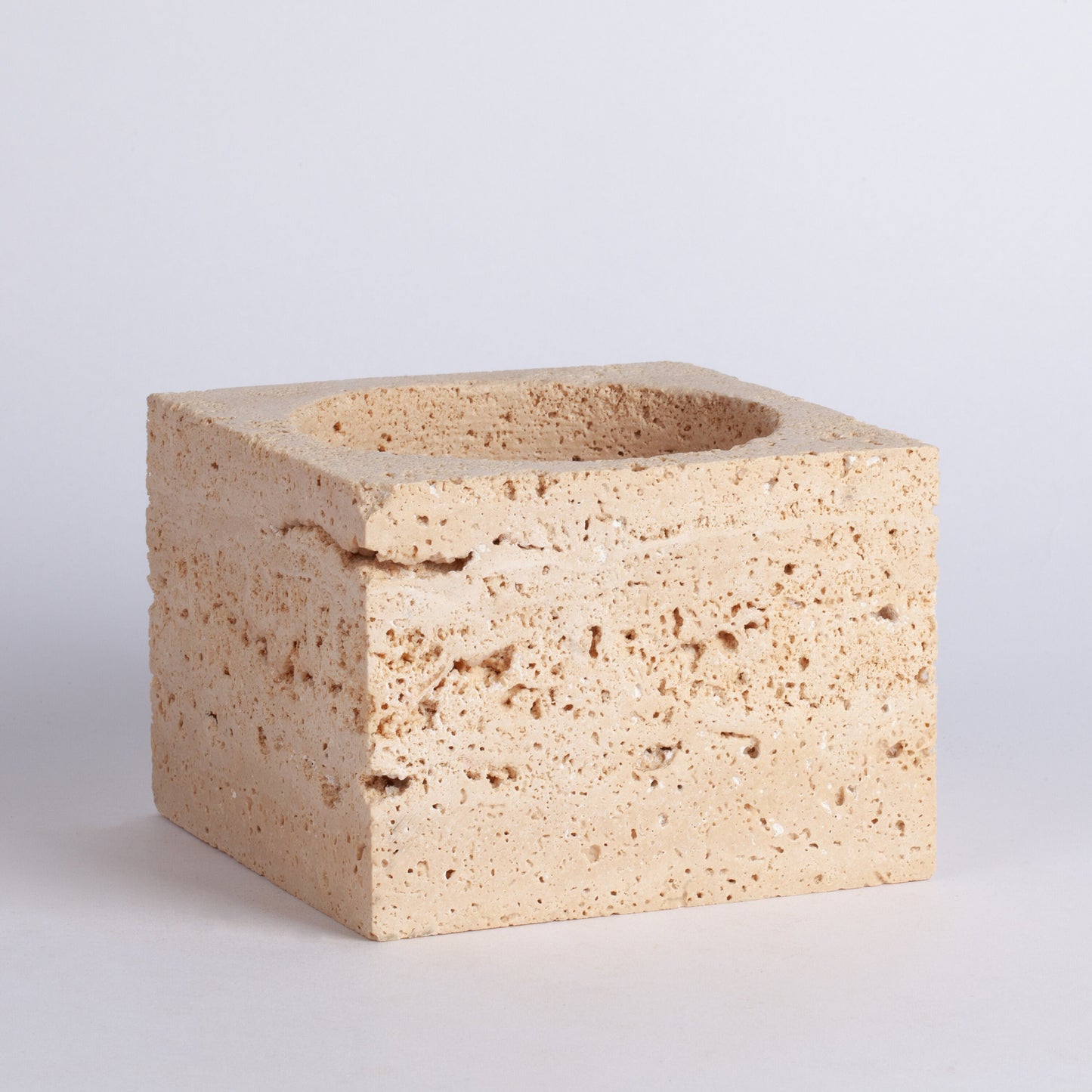 5.1" (13 cm) Beige Travertine Cube With Hole / Decorative Travertine Cube with Hole / Home Decoration / Marble Decoration / Home Accessories