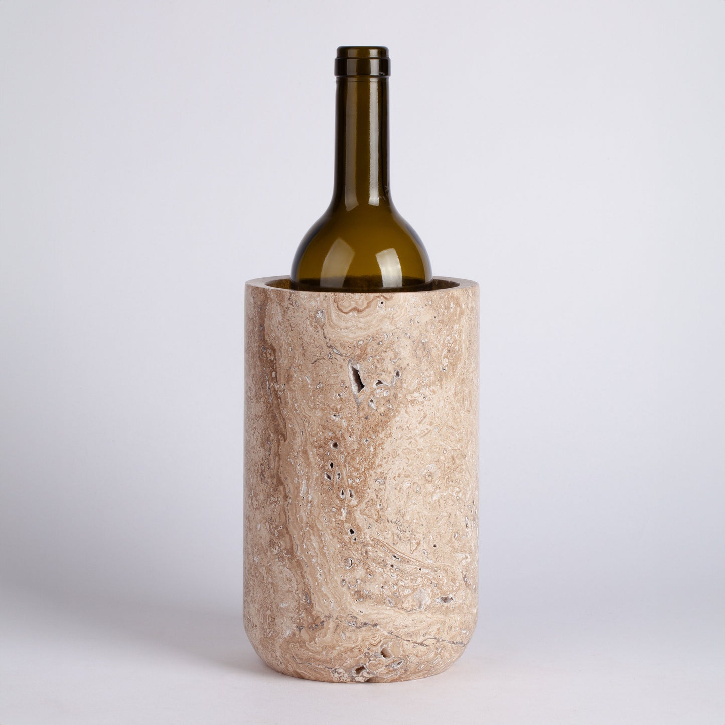 Noche Travertine Cylinder Vase / Stone Bottle Holder / Travertine Wine Holder / Marble Wine Holder / Travertine Wine Rack / Wine Cooler