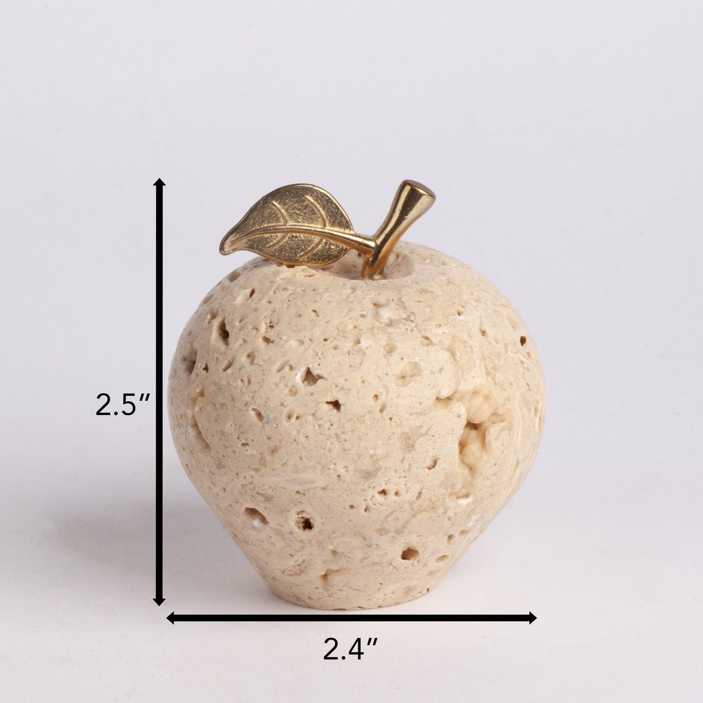 Travertine Apple Ornament with Plate / Apple Ornament / Marble Apple Ornament