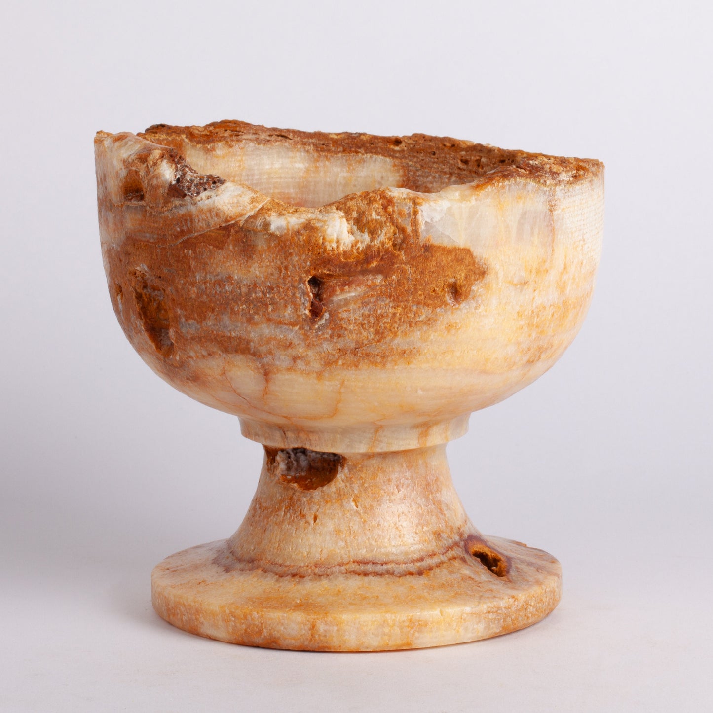 5.7" (14.5 cm) Alabaster Pedestal Bowl / Onyx Bowl / Unique Centerpiece / Home Decoration / Home Accessories / Decorative Stone / Home Gift