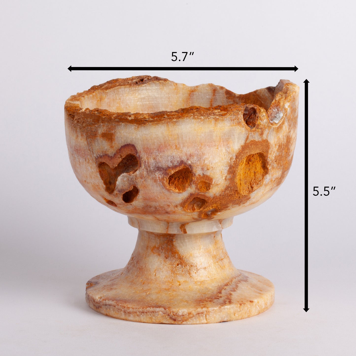 5.7" (14.5 cm) Alabaster Pedestal Bowl / Onyx Bowl / Unique Centerpiece / Home Decoration / Home Accessories / Decorative Stone / Home Gift