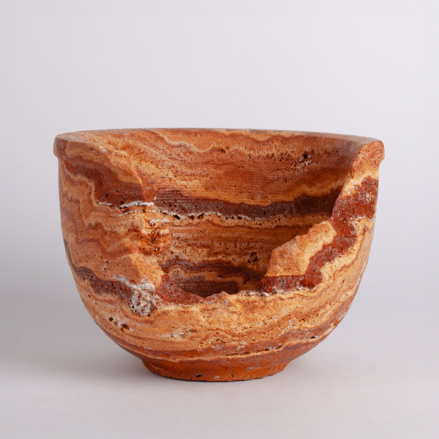 7.1" (18 cm) Unique Orange Travertine Bowl / Travertine Centerpiece / Stone Bowl / Home Decoration / Home Accessories / Home Gift