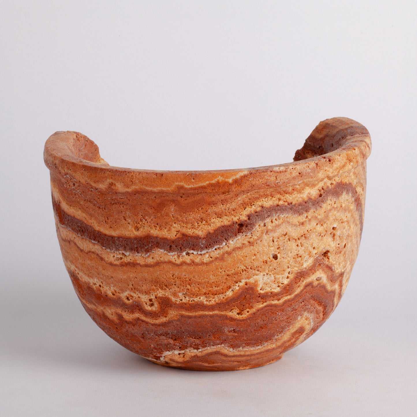 7.1" (18 cm) Unique Orange Travertine Bowl / Travertine Centerpiece / Stone Bowl / Home Decoration / Home Accessories / Home Gift