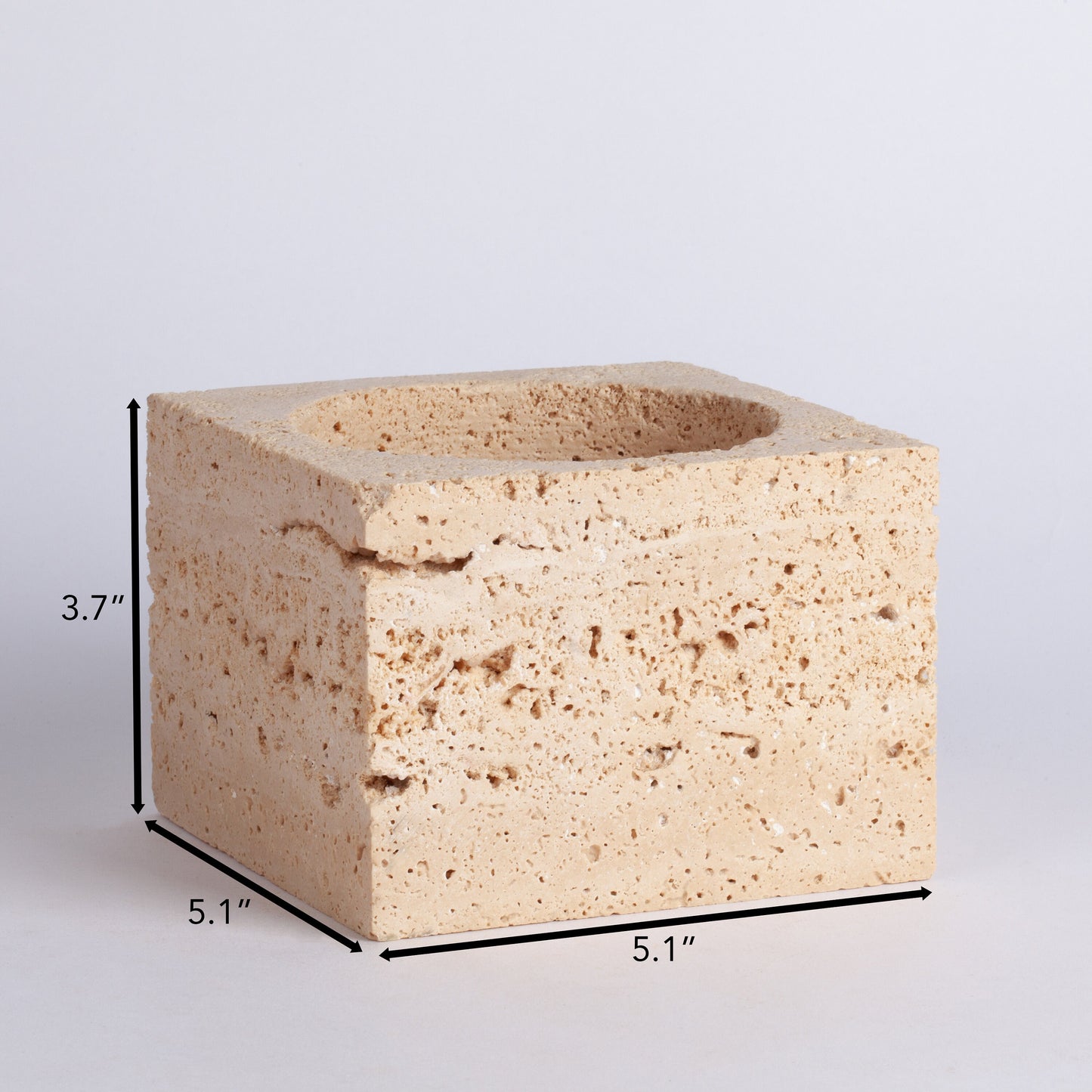 5.1" (13 cm) Beige Travertine Cube With Hole / Decorative Travertine Cube with Hole / Home Decoration / Marble Decoration / Home Accessories