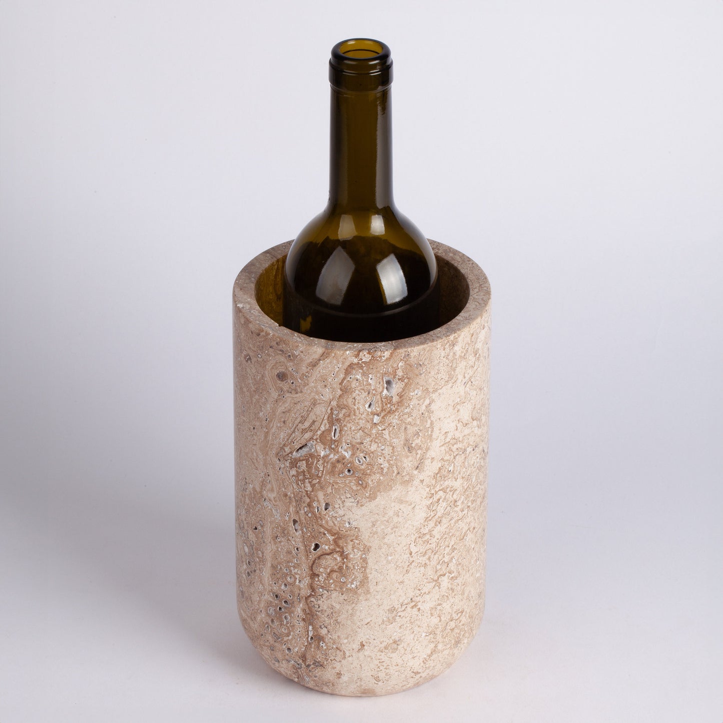 Noche Travertine Cylinder Vase / Stone Bottle Holder / Travertine Wine Holder / Marble Wine Holder / Travertine Wine Rack / Wine Cooler