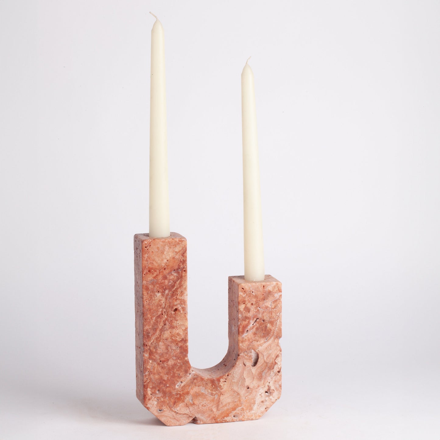 Pink Travertine Candlestick Holder Monte Set / Unique Candlestick holder / 5 pcs