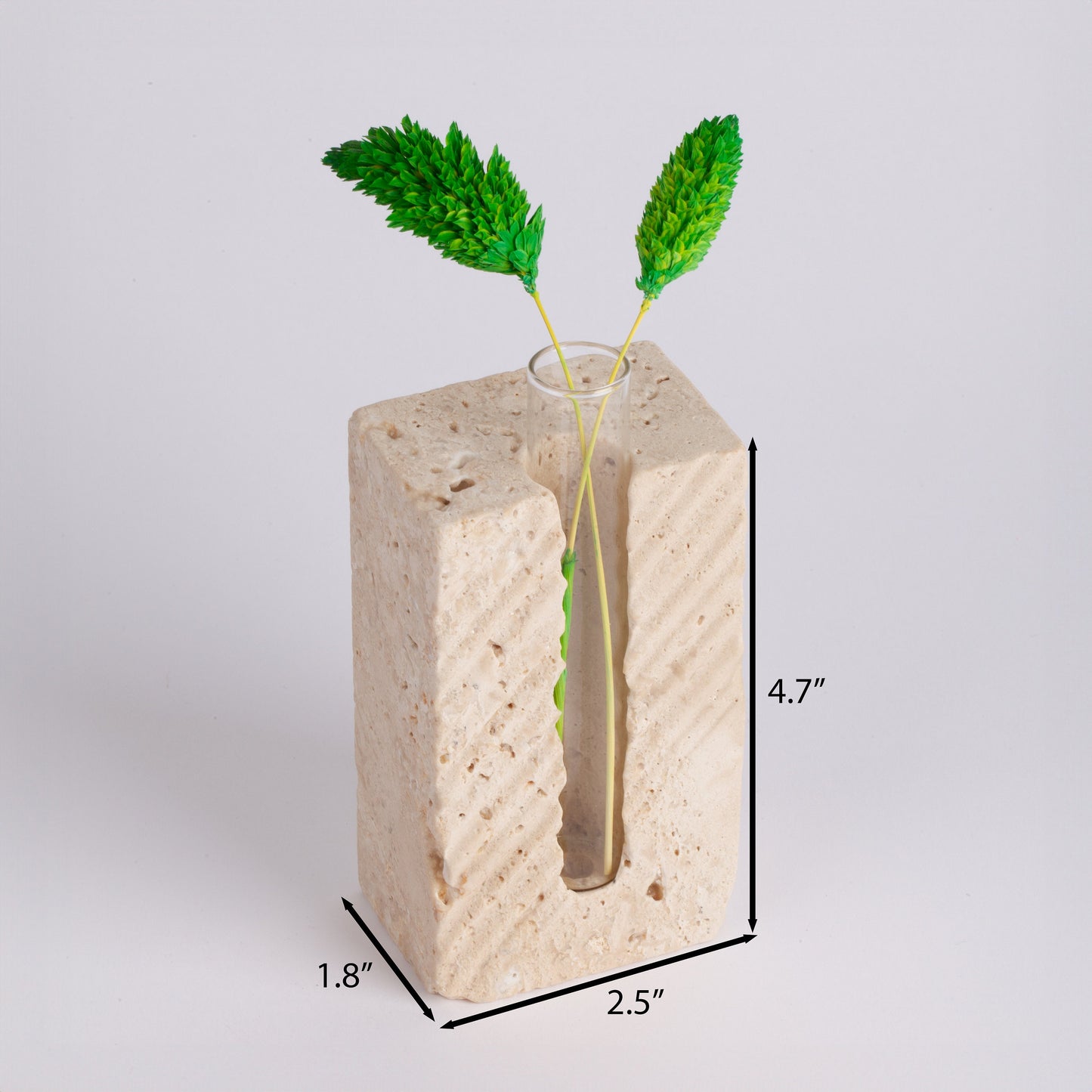 Beige Travertine Glass Planter Holder / Unique Planter / Natural Planter / Travertine Planter