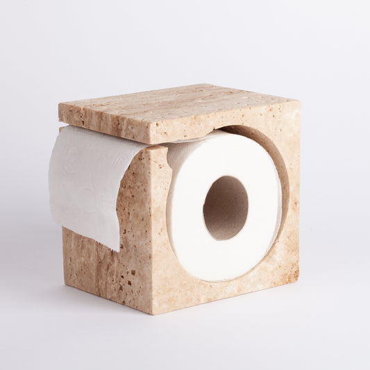 Beige Travertine Toilet Paper Holder / Home Decoration / Marble Decoration / Home Accessories / Home Gift / Bathroom Decoration