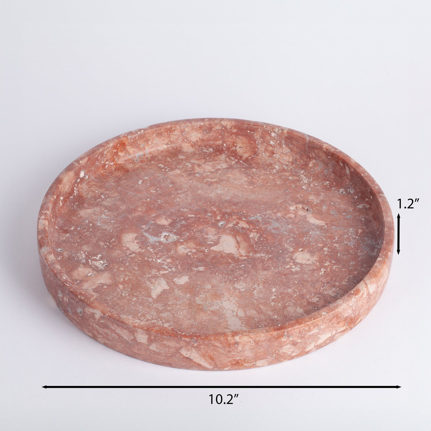 10.2" (26 cm) Pink Travertine Round Tray, Marble Plate, Stone Tray, Marble Cutting Board, Stone Cutting Board, Natural Stone Plate