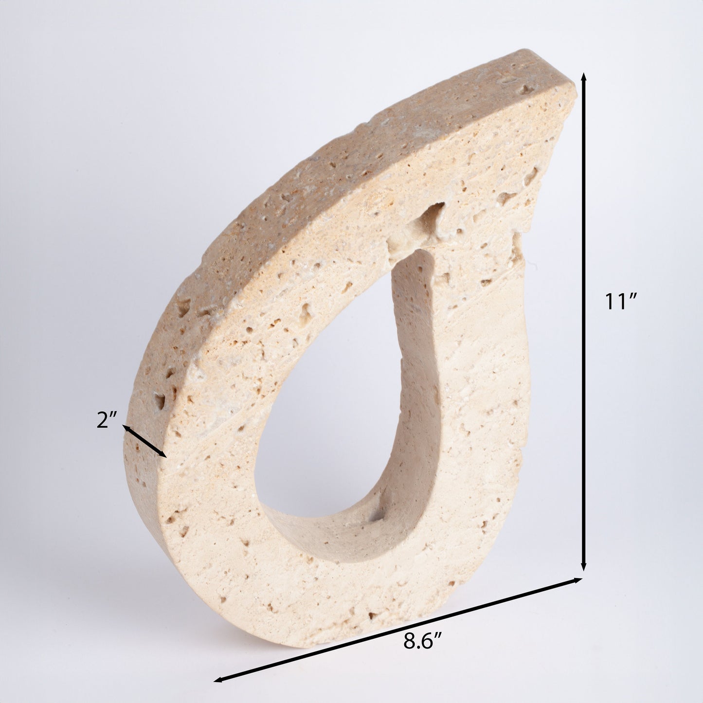 11" (28 cm) Beige Travertine Droplet Ornament / Decorative Ornament  / Home Decoration / Marble Decoration / Home Accessories