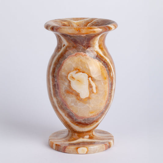 Small Yellow Alabaster Vase / Hand Carved Onyx / Onyx Decoration / Alabaster Decoration / Natural Home Decoration / Natural Stone Decoration