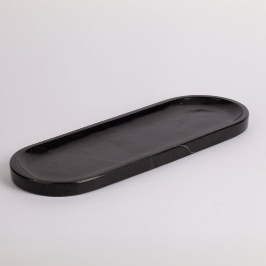 Black Marble Oval Tray / Marble Tray / Stone Tray / 9.8" x 3.9" (25 x 14.5 cm)