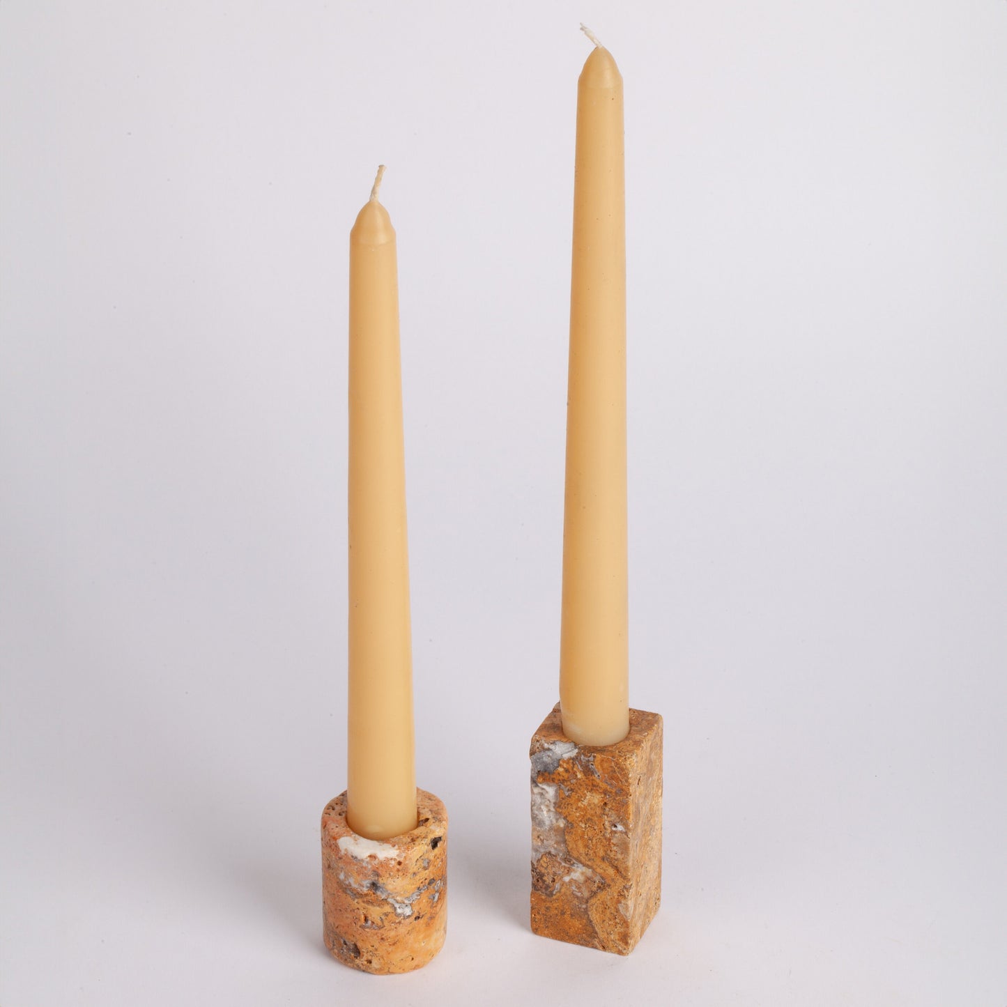 Orange Travertine Candlestick Holder Set / Unique Candlestick holder / Mini Candlestick Holder / 2 pcs