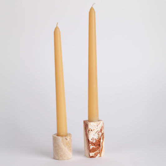 Leonardo Travertine Candlestick Holder Set / Unique Candlestick holder / Mini Candlestick Holder / 2 pcs