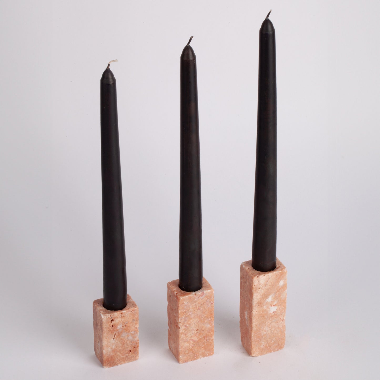 Pink Travertine Candlestick Holder Set / Unique Candlestick holder / Mini Candlestick Holder / 3 pcs