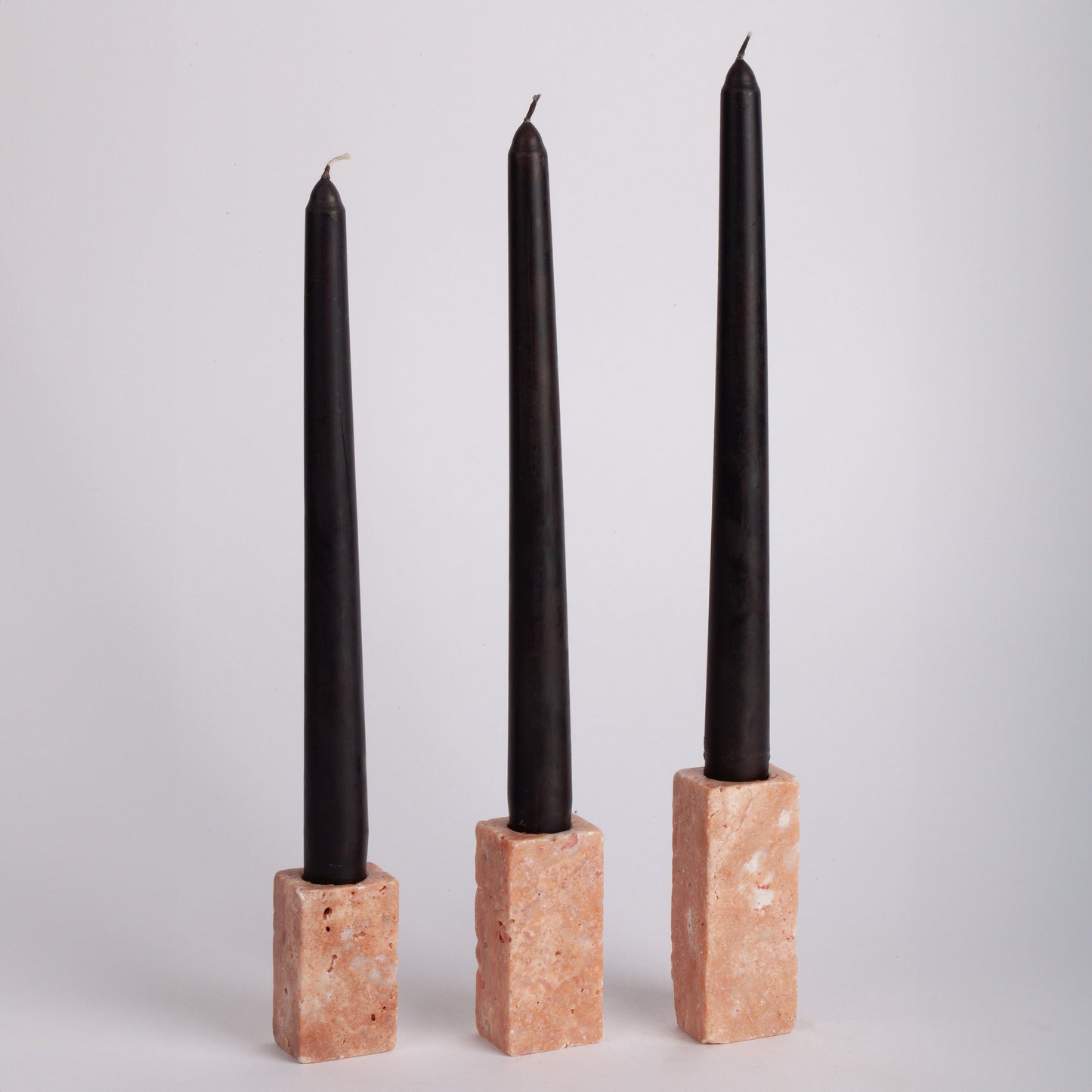 Pink Travertine Candlestick Holder Set / Unique Candlestick holder / Mini Candlestick Holder / 3 pcs