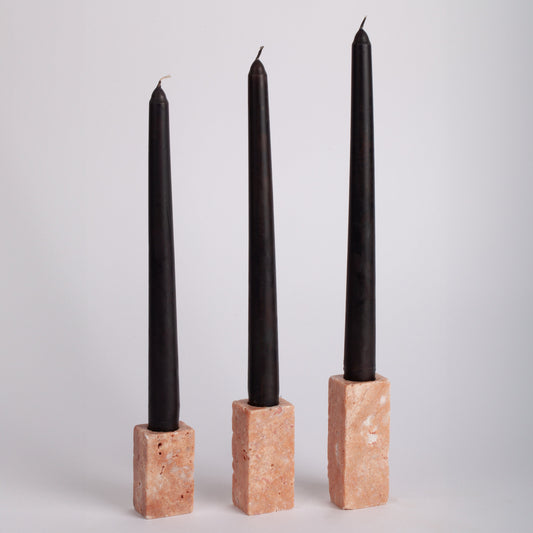 Pink Travertine Candlestick Holder Set / Unique Candlestick holder / Mini Candlestick Holder / 3 pcs