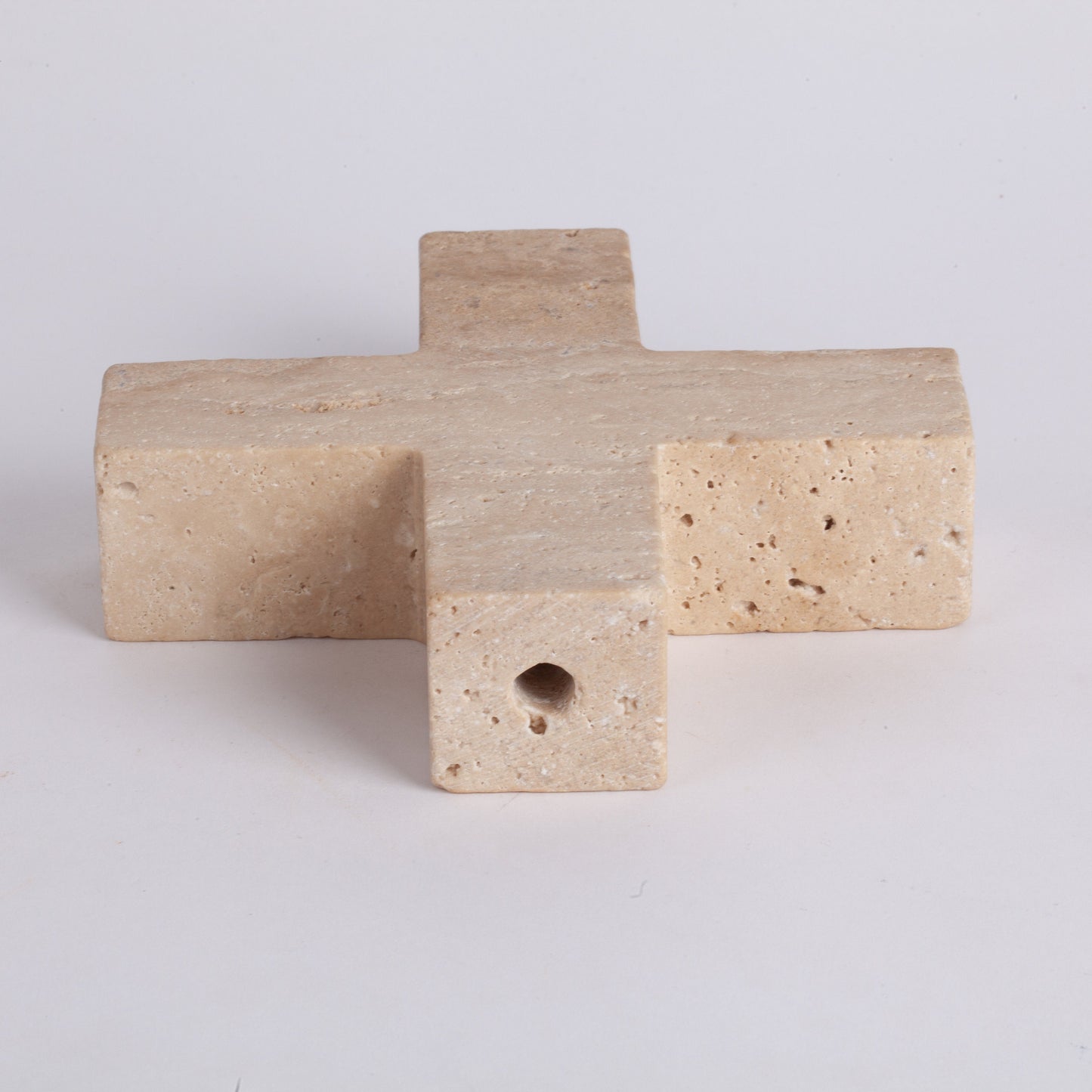 6.3" (16 cm) Beige Travertine Cross Ornament / X Ornament / Decorative X Travertine Ornament / Decorative Marble Ornament / Stone Cross