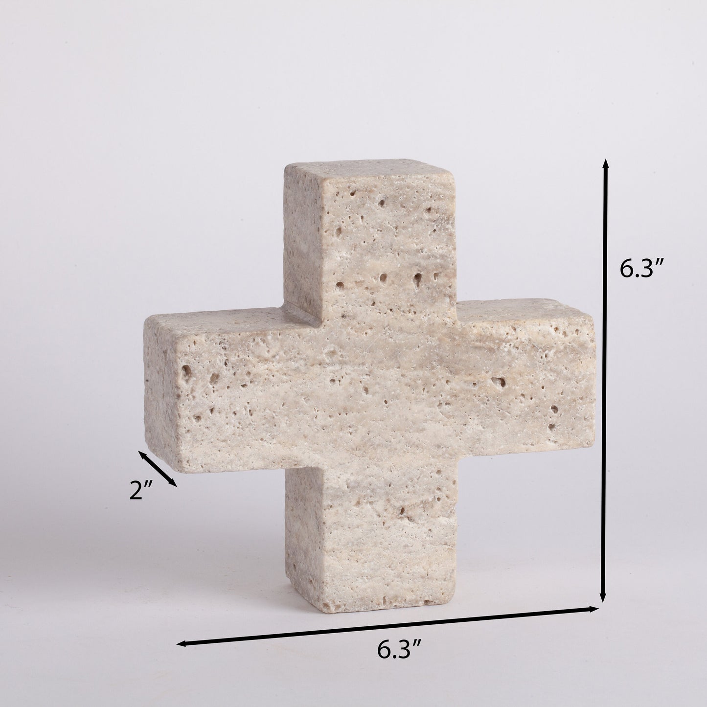 6.3" (16 cm) Gray Travertine Cross Ornament / X Ornament / Decorative X Travertine Ornament / Decorative Marble Ornament / Stone Cross