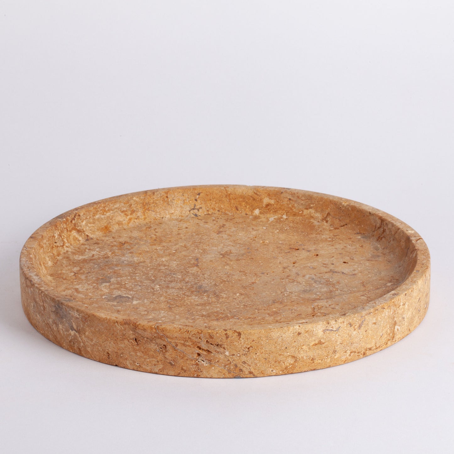 10.2" (26 cm) Yellow Travertine Round Tray, Marble Plate, Stone Tray, Marble Cutting Board, Stone Cutting Board, Natural Stone Plate