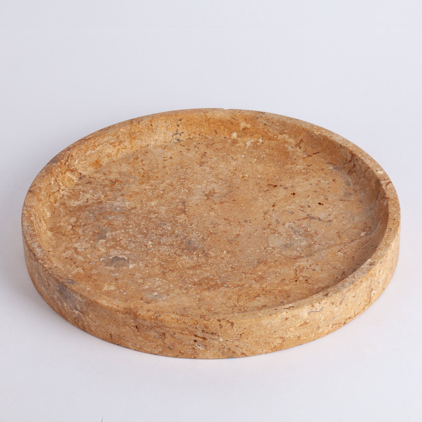 10.2" (26 cm) Yellow Travertine Round Tray, Marble Plate, Stone Tray, Marble Cutting Board, Stone Cutting Board, Natural Stone Plate