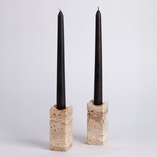 Travertine Candlestick Holder, Natural Stone Candlestick Holder, Beige Travertine, Living Room Accessories, Stone Accessories, Travertine