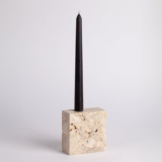 Travertine Square Candlestick Holder / Natural Stone Candlestick Holder / Cylinder Candlestick Holder / Square Candleholder