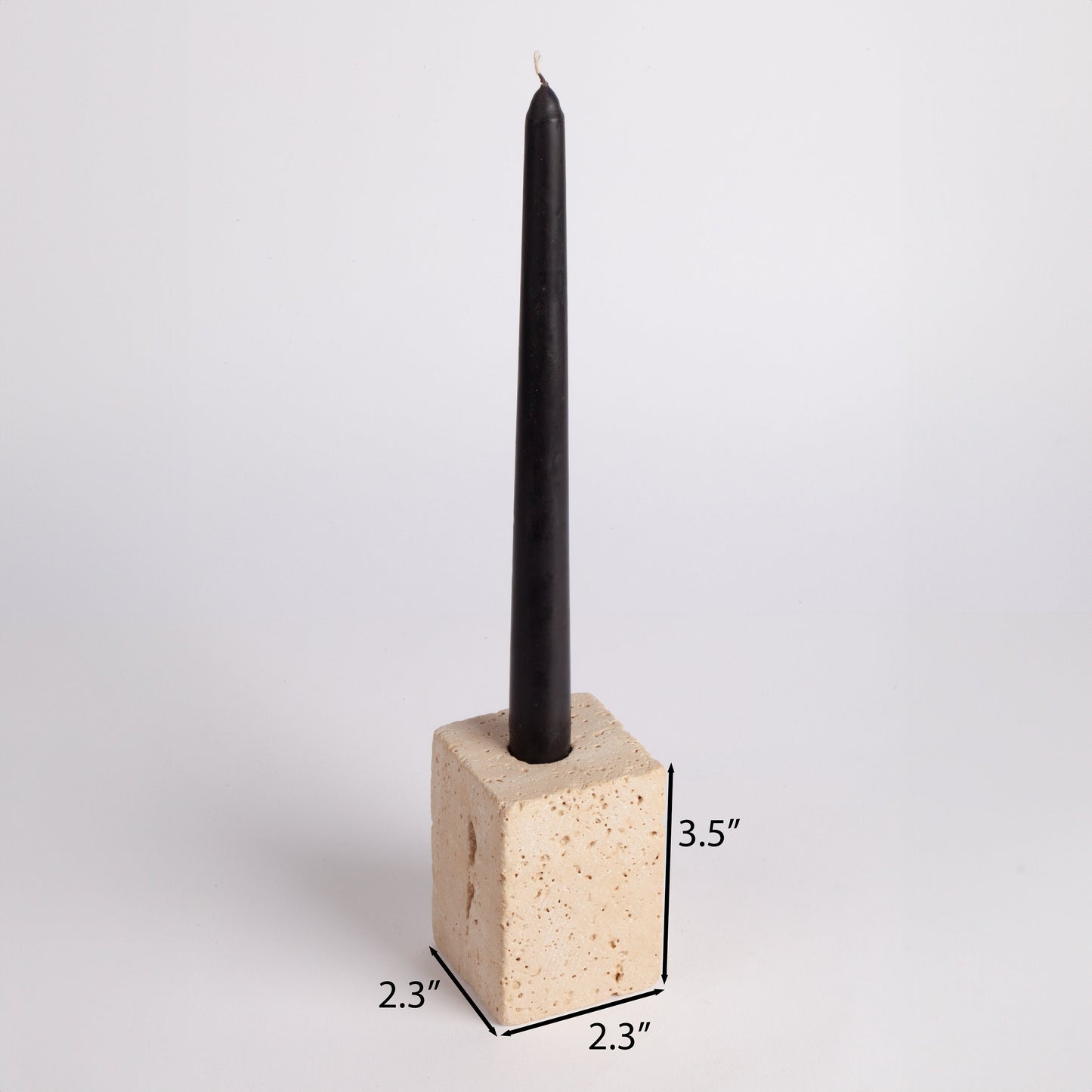 Travertine Rectangle Candlestick Holder / Natural Stone Candlestick Holder / Cylinder Candlestick Holder / 3.5" (9 cm)