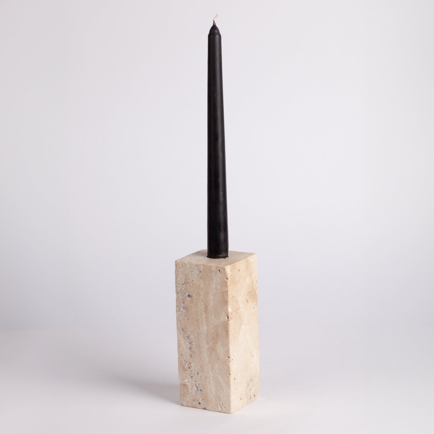 Travertine Rectangle Candlestick Holder / Natural Stone Candlestick Holder / Cylinder Candlestick Holder / 5.9" (15 cm)