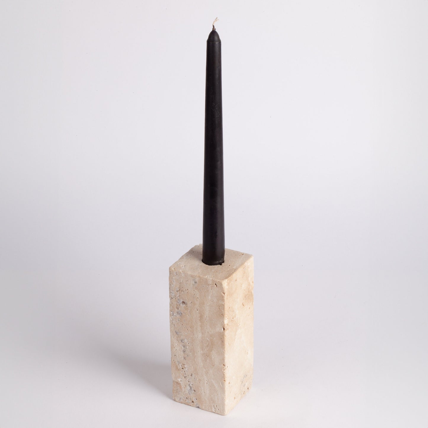 Travertine Rectangle Candlestick Holder / Natural Stone Candlestick Holder / Cylinder Candlestick Holder / 5.9" (15 cm)