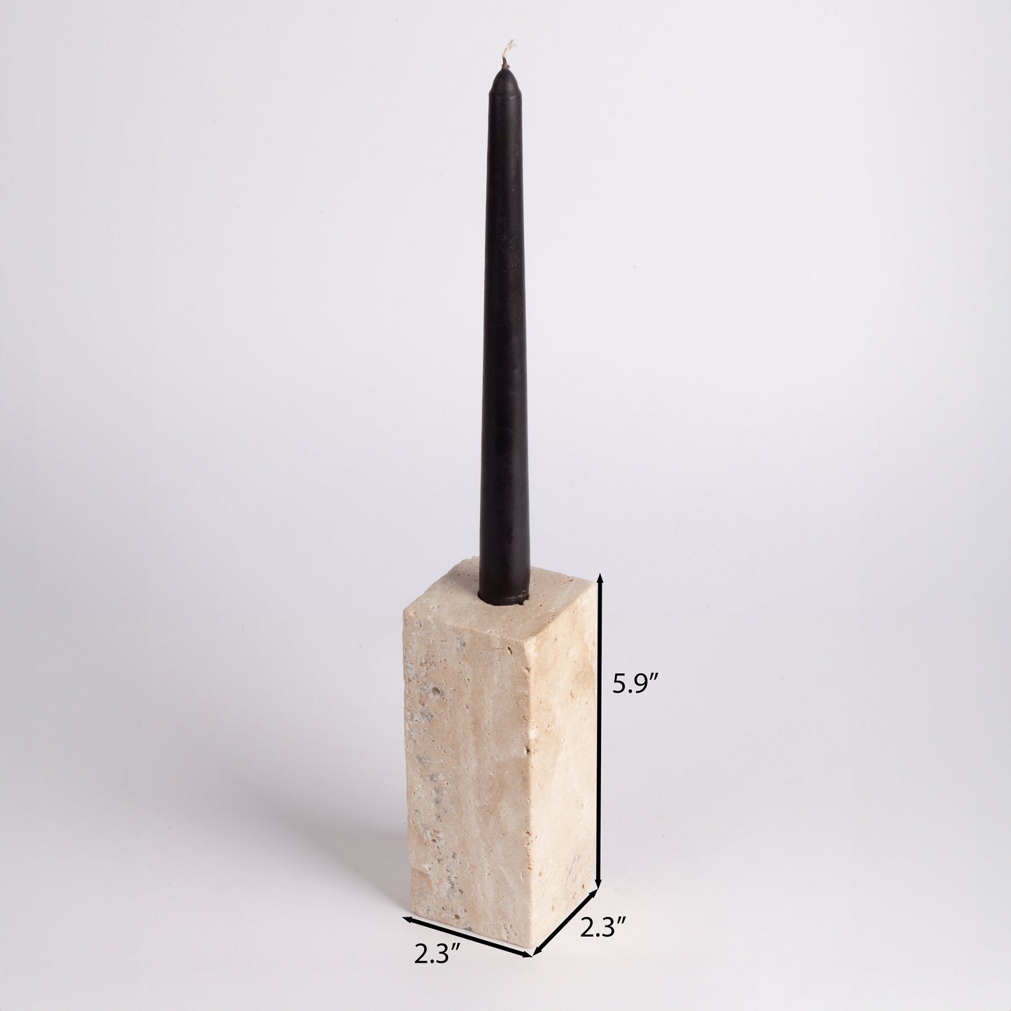 Travertine Rectangle Candlestick Holder / Natural Stone Candlestick Holder / Cylinder Candlestick Holder / 5.9" (15 cm)