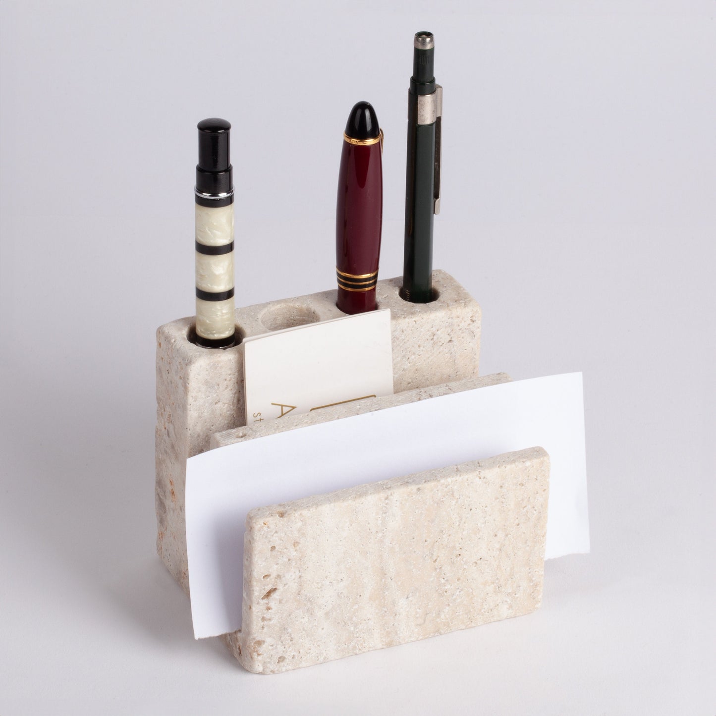 Travertine Pencil Holder / Travertine Paper Holder / Marble Office Accessories / Marble Home Decoration / Office Gift / Desk Organizer